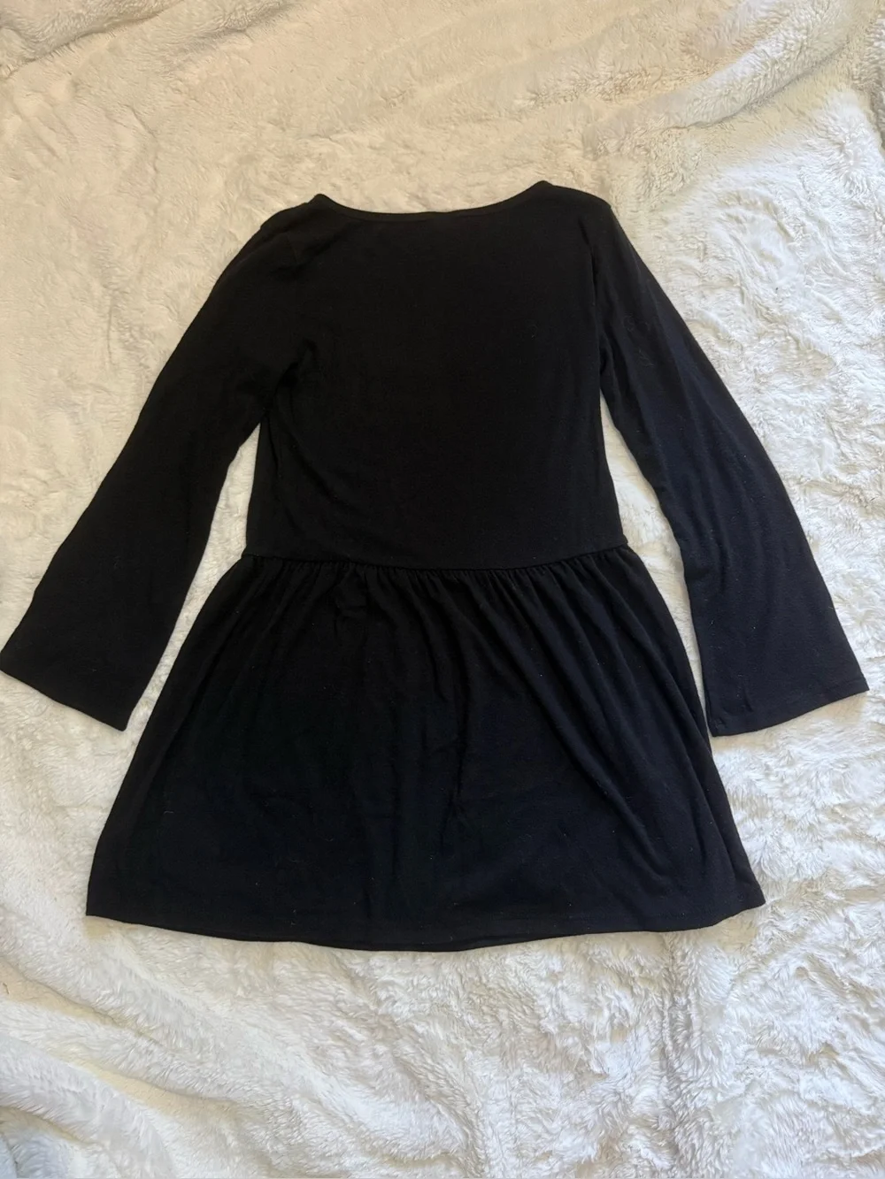 Old Navy Kids Black Button-Front Long Sleeve Knit Dress